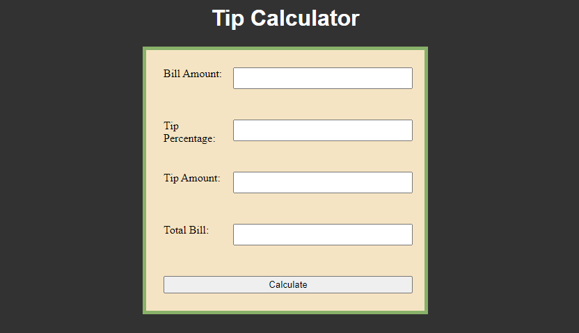 javascript tip calculator